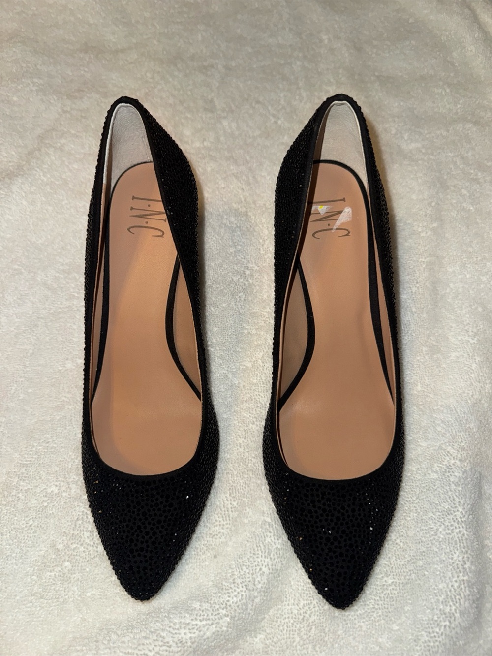 INC International Concepts Black Pointed Toe Embellished Heels